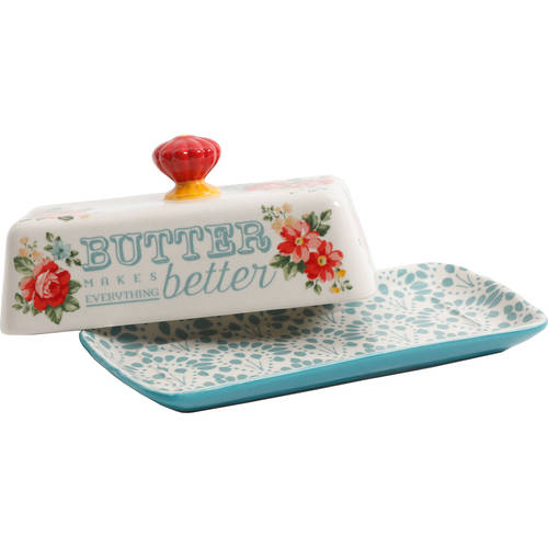 Vintage Floral Salt and Pepper and Butter Dish Set